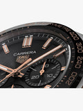 Buy Shop Tag Heuer Carrera Chronograph Black Dial Black Leather Strap Watch for Men - CBN2A5A.FC6481 USA Online