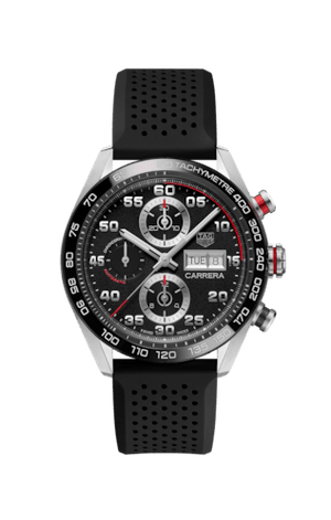 Buy Shop Tag Heuer Carrera Chronograph Black Dial Black Rubber Strap Watch for Men - CBN2A1AA.FT6228 USA Online