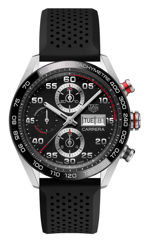 Buy Shop Tag Heuer Carrera Chronograph Black Dial Black Rubber Strap Watch for Men - CBN2A1AA.FT6228 USA Online