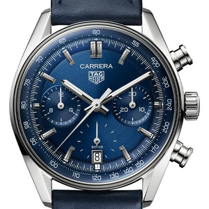 Buy Shop Tag Heuer Carrera Chronograph Blue Dial Blue Leather Strap Watch for Men - CBS2212.FC6535 USA Online