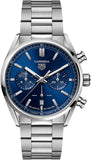 Buy Shop Tag Heuer Carrera Chronograph Blue Dial Silver Steel Strap Watch for Men - CBN2011.BA0642 USA Online