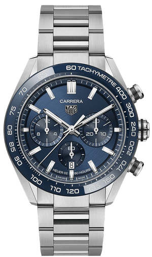 Buy Shop Tag Heuer Carrera Chronograph Blue Dial Silver Steel Strap Watch for Men - CBN2A1A.BA0643 USA Online