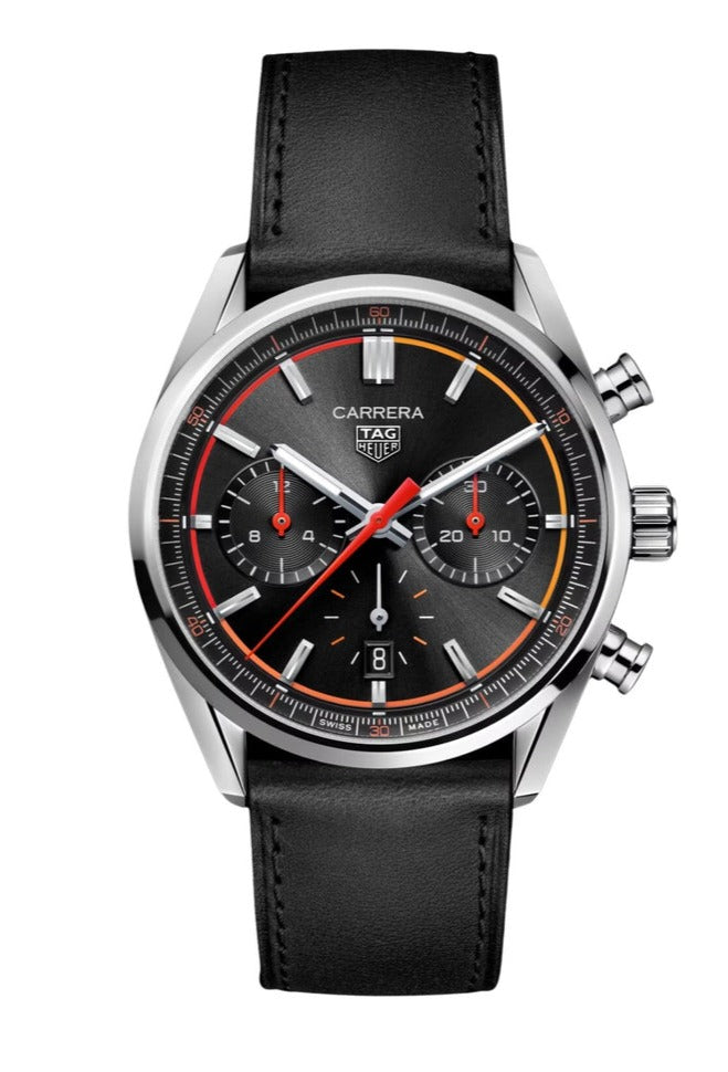 Buy Shop Tag Heuer Carrera Chronograph Black Dial Black Leather Strap Watch for Men - CBN201C.FC6542 USA Online