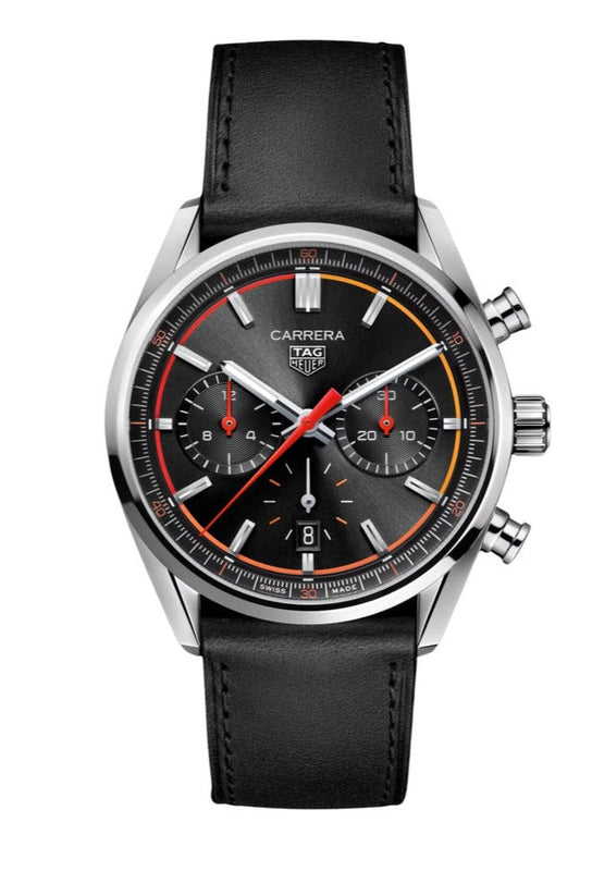 Buy Shop Tag Heuer Carrera Chronograph Black Dial Black Leather Strap Watch for Men - CBN201C.FC6542 USA Online