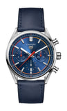 Buy Shop Tag Heuer Carrera Chronograph Blue Dial Blue Leather Strap Watch for Men - CBN201D.FC6543 USA Online