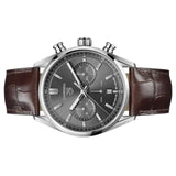 Buy Shop Tag Heuer Carrera Chronograph Grey Dial Brown Leather Strap Watch for Men - CBN2012.FC6483 USA Online