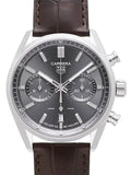 Buy Shop Tag Heuer Carrera Chronograph Grey Dial Brown Leather Strap Watch for Men - CBN2012.FC6483 USA Online