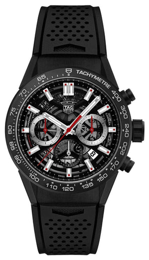 Buy Shop Tag Heuer Carrera Chronograph Steel & Ceramic Black Dial Black Rubber Strap Watch for Men - CBG2090.FT6145 USA Online