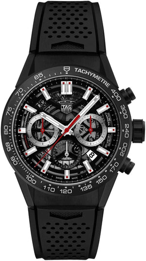 Buy Shop Tag Heuer Carrera Chronograph Steel & Ceramic Black Dial Black Rubber Strap Watch for Men - CBG2090.FT6145 USA Online