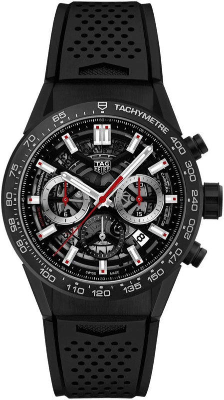 Buy Shop Tag Heuer Carrera Chronograph Steel & Ceramic Black Dial Black Rubber Strap Watch for Men - CBG2090.FT6145 USA Online