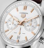 Buy Shop Tag Heuer Carrera Chronograph White Dial Brown Leather Strap Watch for Men - CBN2013.FC6483 USA Online
