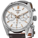 Buy Shop Tag Heuer Carrera Chronograph White Dial Brown Leather Strap Watch for Men - CBN2013.FC6483 USA Online