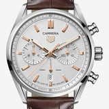 Buy Shop Tag Heuer Carrera Chronograph White Dial Brown Leather Strap Watch for Men - CBN2013.FC6483 USA Online
