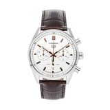 Buy Shop Tag Heuer Carrera Chronograph White Dial Brown Leather Strap Watch for Men - CBN2013.FC6483 USA Online