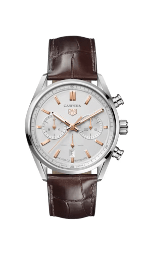 Buy Shop Tag Heuer Carrera Chronograph White Dial Brown Leather Strap Watch for Men - CBN2013.FC6483 USA Online