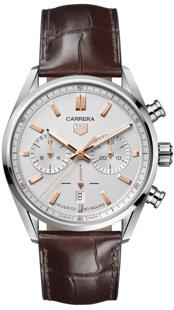 Buy Shop Tag Heuer Carrera Chronograph White Dial Brown Leather Strap Watch for Men - CBN2013.FC6483 USA Online
