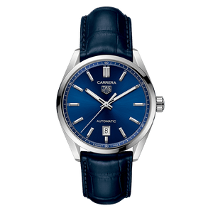 Buy Shop Tag Heuer Carrera Date Blue Dial Blue Leather Strap Watch for Men - WBN2112.FC6504 USA Online