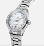 Buy Shop Tag Heuer Carrera Date Diamonds Mother of Pearl Dial Silver Steel Strap Watch for Women - WBN2414.BA0621 USA Online