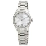Buy Shop Tag Heuer Carrera Date Diamonds Mother of Pearl Dial Silver Steel Strap Watch for Women - WBN2414.BA0621 USA Online