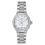 Buy Shop Tag Heuer Carrera Date Diamonds Mother of Pearl Dial Silver Steel Strap Watch for Women - WBN2414.BA0621 USA Online