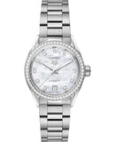 Buy Shop Tag Heuer Carrera Date Diamonds Mother of Pearl Dial Silver Steel Strap Watch for Women - WBN2414.BA0621 USA Online