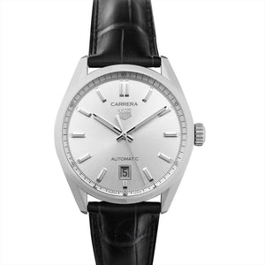Buy Shop Tag Heuer Carrera Date Silver Dial Black Leather Strap Watch for Men - WBN2111.FC6505 USA Online