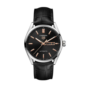 Buy Shop Tag Heuer Carrera Day Date Black Dial Black Leather Strap Watch for Men - WBN2013.FC6503 USA Online
