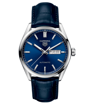 Buy Shop Tag Heuer Carrera Day Date Blue Dial Blue Leather Strap Watch for Men - WBN2012.FC6502 USA Online