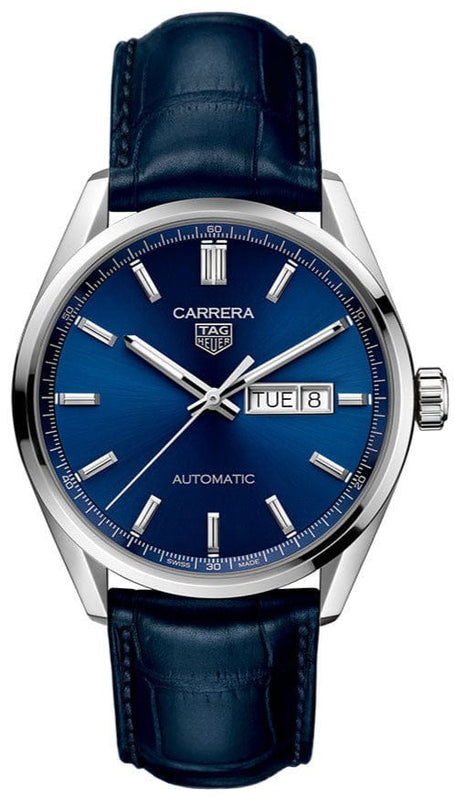 Buy Shop Tag Heuer Carrera Day Date Blue Dial Blue Leather Strap Watch for Men - WBN2012.FC6502 USA Online
