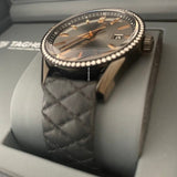 Buy Shop Tag Heuer Carrera Diamonds Anthracite Black Dial Black Leather Strap Watch for Women - WAR1115.FC6392 USA Online