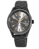 Buy Shop Tag Heuer Carrera Diamonds Anthracite Black Dial Black Leather Strap Watch for Women - WAR1115.FC6392 USA Online