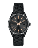 Buy Shop Tag Heuer Carrera Diamonds Anthracite Black Dial Black Leather Strap Watch for Women - WAR1115.FC6392 USA Online