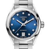 Buy Shop Tag Heuer Carrera Diamonds Blue Dial Silver Steel Strap Watch for Women - WBN2413.BA0621 USA Online