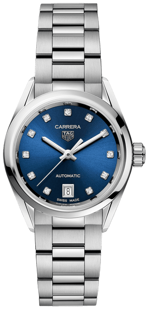 Buy Shop Tag Heuer Carrera Diamonds Blue Dial Silver Steel Strap Watch for Women - WBN2413.BA0621 USA Online