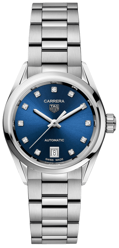 Buy Shop Tag Heuer Carrera Diamonds Blue Dial Silver Steel Strap Watch for Women - WBN2413.BA0621 USA Online