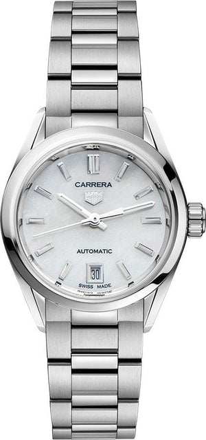 Buy Shop Tag Heuer Carrera Mother of Pearl Dial Silver Steel Strap Watch for Women - WBN2410.BA0621 USA Online