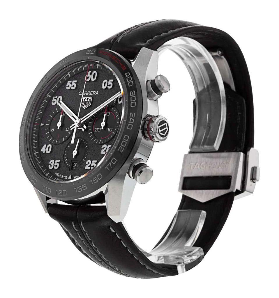 Buy Shop Tag Heuer Carrera Porsche Chronograph Special Edition Black Dial Black Leather Strap Watch for Men - CBN2A1F.FC6492 USA Online