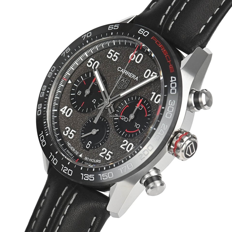 Buy Shop Tag Heuer Carrera Porsche Chronograph Special Edition Black Dial Black Leather Strap Watch for Men - CBN2A1F.FC6492 USA Online