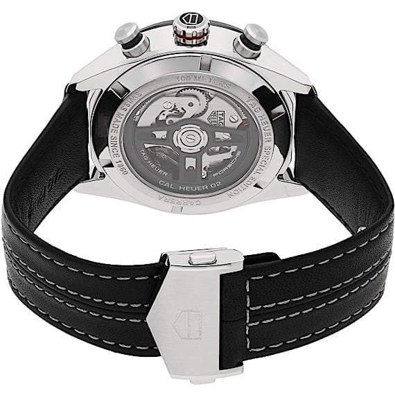 Tag Heuer Carrera Porsche Chronograph Special Edition Black Dial Black Leather Strap Watch for Men - CBN2A1F.FC6492