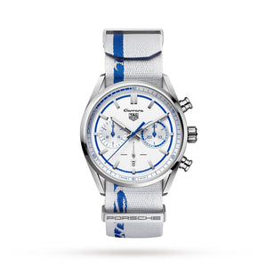 Buy Shop Tag Heuer Carrera Porsche RS 2.7 Automatic Chronograph White Dial White Nylon Strap Watch for Men - CBN2016.EB0275 USA Online