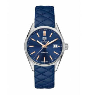 Buy Shop Tag Heuer Carrera Quartz Blue Dial Blue Calfskin Leather Strap Watch for Women - WAR1112.FC6391 USA Online