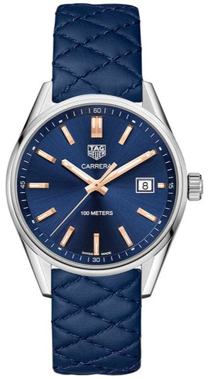 Buy Shop Tag Heuer Carrera Quartz Blue Dial Blue Calfskin Leather Strap Watch for Women - WAR1112.FC6391 USA Online