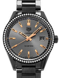 Buy Shop Tag Heuer Carrera Quartz Diamonds Black Dial Black Steel Strap Watch for Women - WAR1115.BA0602 USA Online