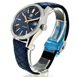 Buy Shop Tag Heuer Carrera Quartz Diamonds Blue Dial Blue Leather Strap Watch for Women - WAR1114.FC6391 USA Online