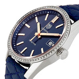 Buy Shop Tag Heuer Carrera Quartz Diamonds Blue Dial Blue Leather Strap Watch for Women - WAR1114.FC6391 USA Online