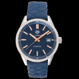 Buy Shop Tag Heuer Carrera Quartz Diamonds Blue Dial Blue Leather Strap Watch for Women - WAR1114.FC6391 USA Online