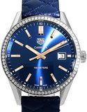 Buy Shop Tag Heuer Carrera Quartz Diamonds Blue Dial Blue Leather Strap Watch for Women - WAR1114.FC6391 USA Online