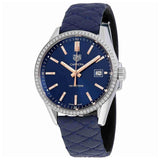 Buy Shop Tag Heuer Carrera Quartz Diamonds Blue Dial Blue Leather Strap Watch for Women - WAR1114.FC6391 USA Online