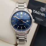 Buy Shop Tag Heuer Carrera Quartz Diamonds Blue Dial Silver Steel Strap Watch for Women - WAR1114.BA0601 USA Online