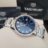 Buy Shop Tag Heuer Carrera Quartz Diamonds Blue Dial Silver Steel Strap Watch for Women - WAR1114.BA0601 USA Online